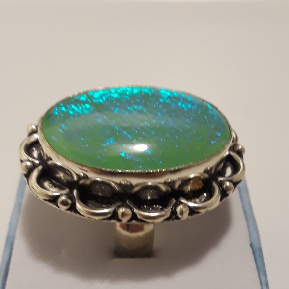 925 Silver Australian triple opal ring size 6 - Picture 3 of 4